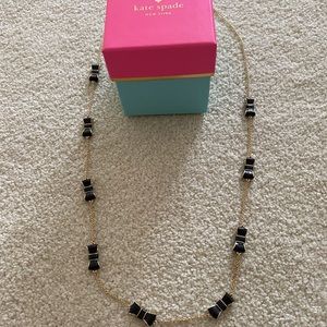 NWOT Kate Spade black gold bow necklace